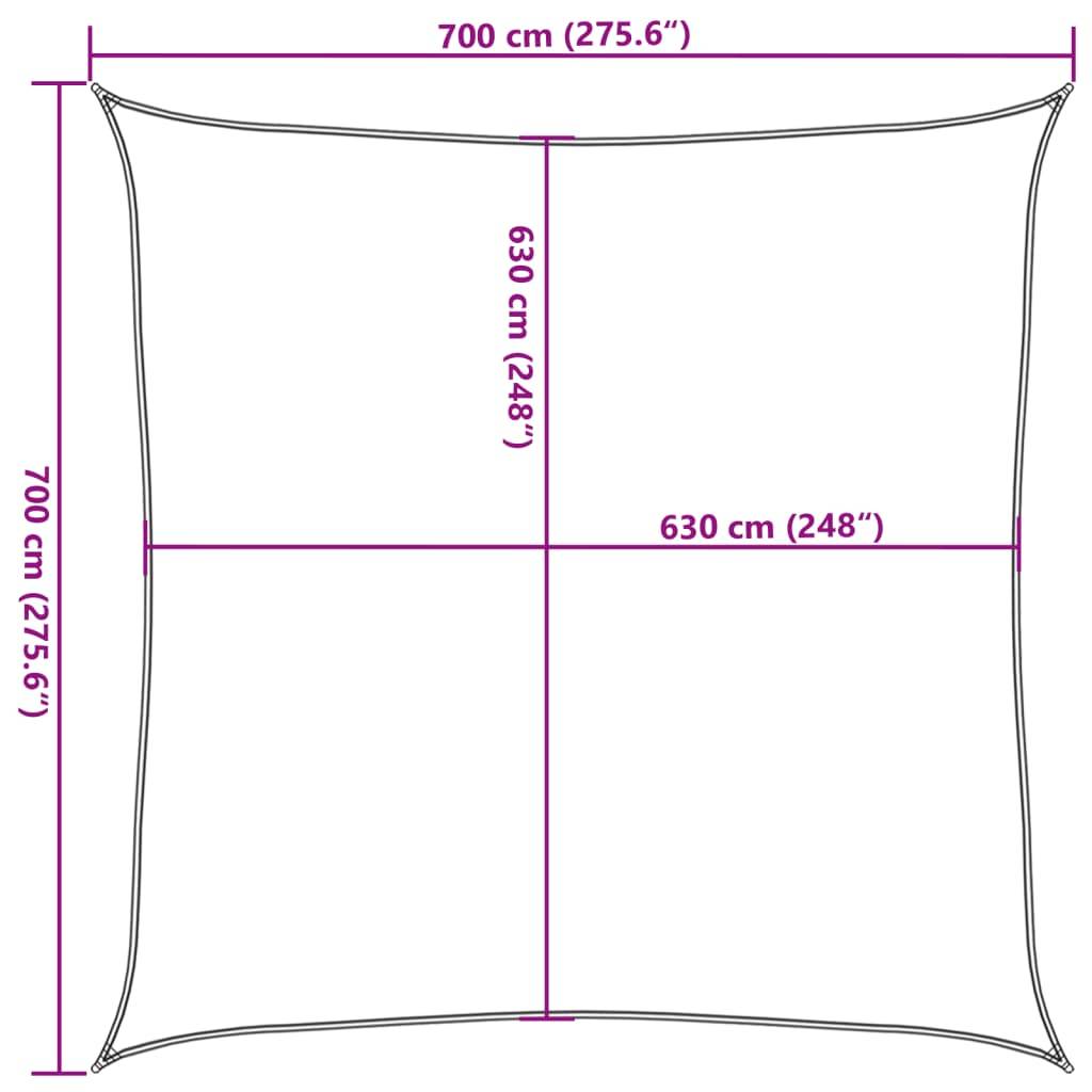 Voile d'ombrage PEHD beige 700 x 700 cm - PANGIVO - Image 9