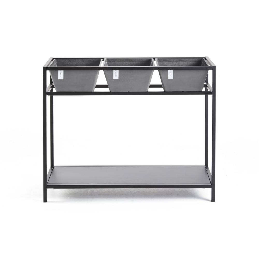 Ecopots - Table de culture Berlin Gris - 101 x 36 x H. 80 cm - 3 x 10,00 L ECOPOTS
