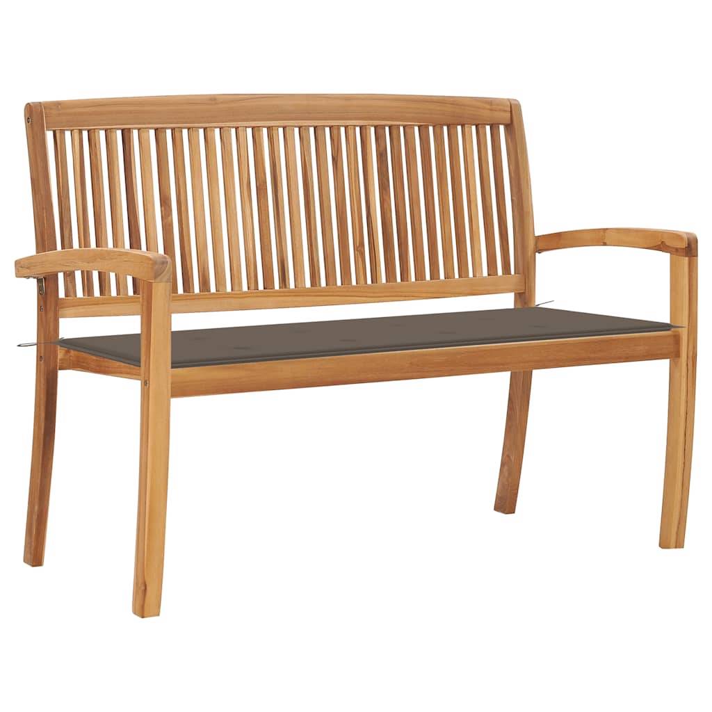 PANGIVO - Banc de jardin bois de teck naturel et taupe 128.5 x 57.5 x 90 cm - PANGIVO - Image 1
