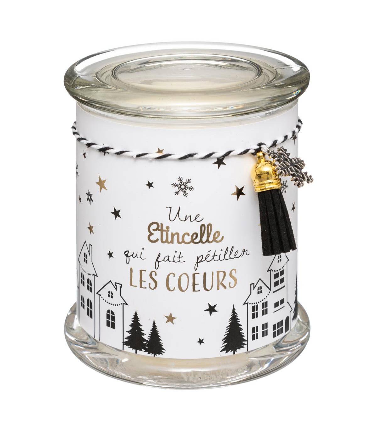 Fééric Lights & Christmas - Bougie Parfumée Pot en verre imprimé avec Déco 265 G