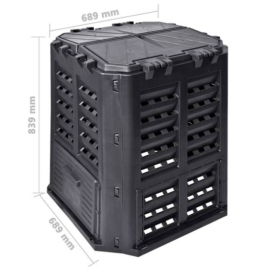Composteur de jardin plastique noir 68.9 x 68.9 x 83.9 cm - PANGIVO - Image 7