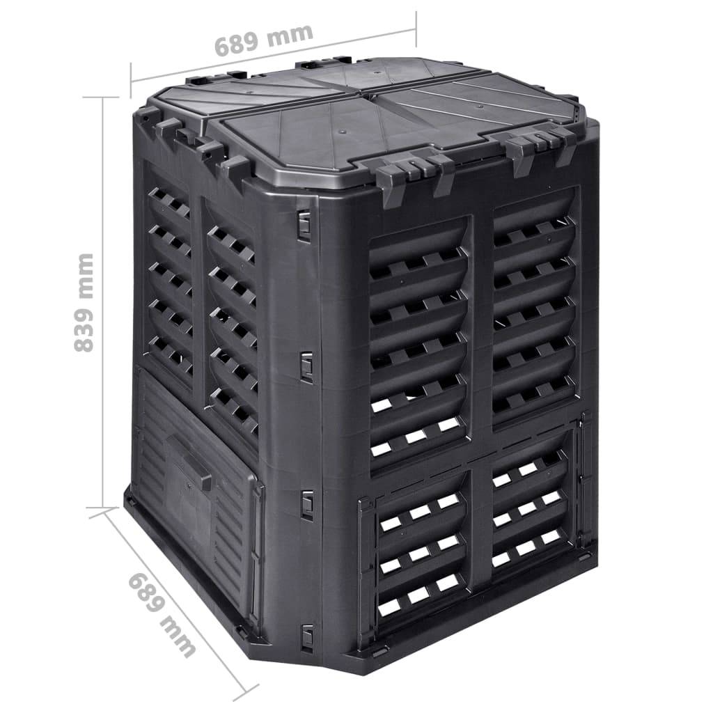 Composteur de jardin plastique noir 68.9 x 68.9 x 83.9 cm - PANGIVO - Image 7