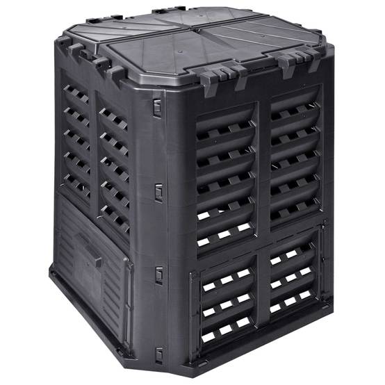Composteur de jardin plastique noir 68.9 x 68.9 x 83.9 cm - PANGIVO - Image 2