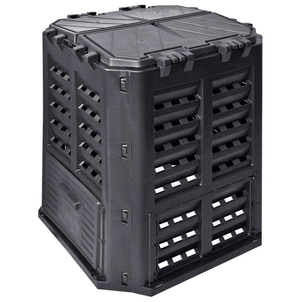 Composteur de jardin plastique noir 68.9 x 68.9 x 83.9 cm - PANGIVO - Image 2