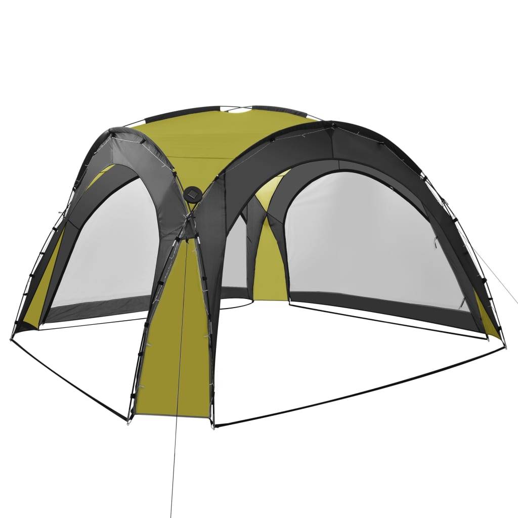Pavillon de Jardin Dôme 4 Moustiquaires et Éclairage LED Solaire Anti-UV Vert 3.6x3.6m – ComfortXL Outdoor Living - Image 3