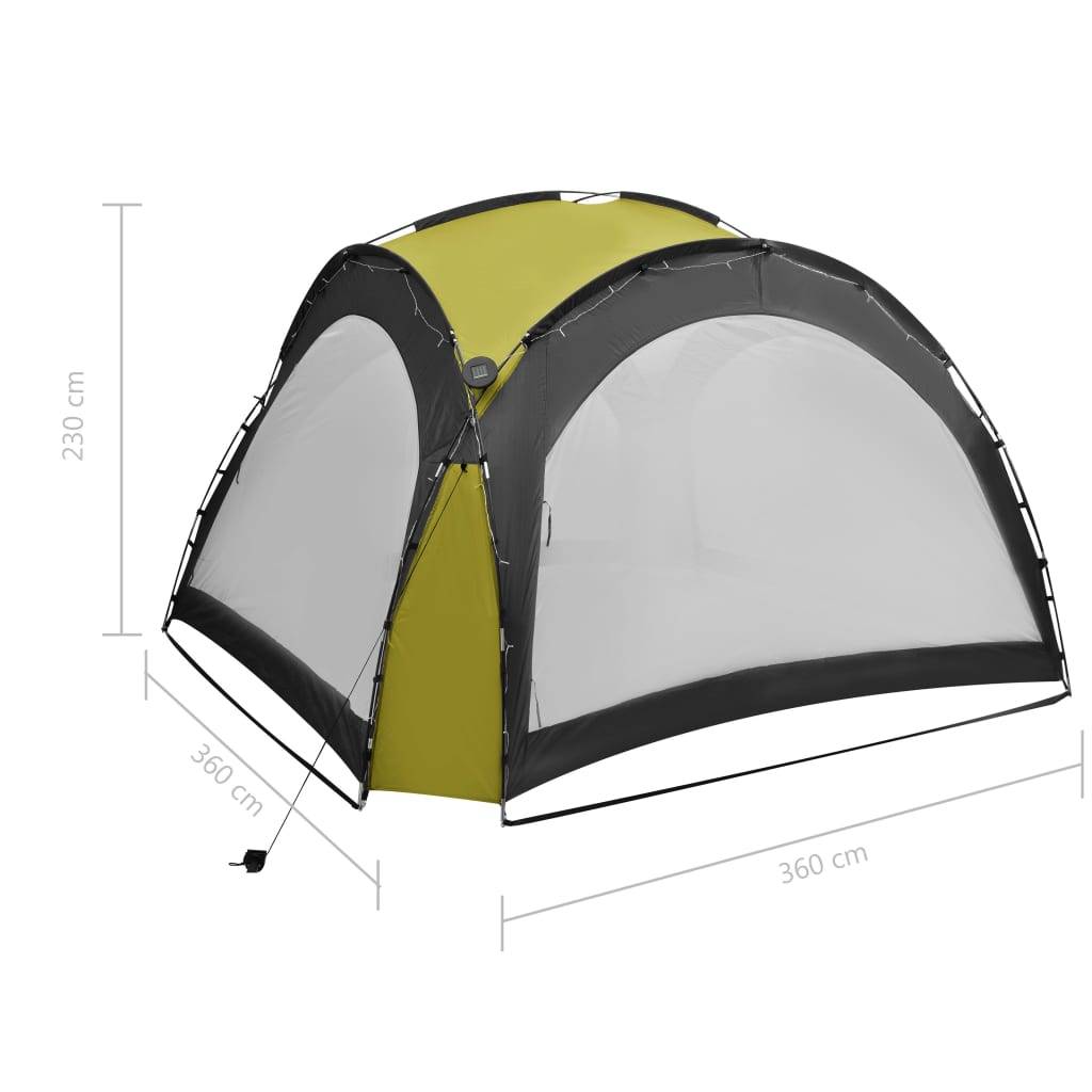 Pavillon de Jardin Dôme 4 Moustiquaires et Éclairage LED Solaire Anti-UV Vert 3.6x3.6m – ComfortXL Outdoor Living - Image 10