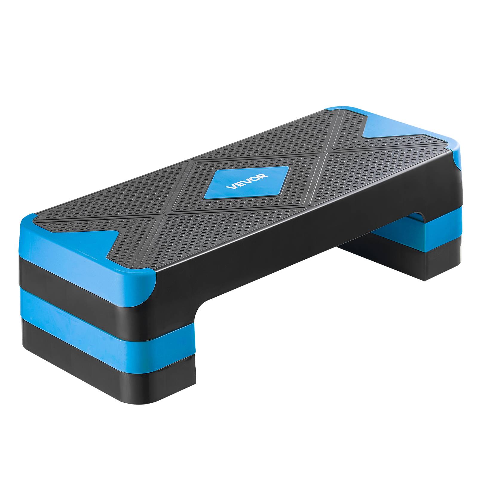 Vevor - VEVOR Stepper aérobie 71 cm, plateforme réglable 10–20 cm, antidérapant, 4 rehausseurs, support 250 kg, bleu - Image 1