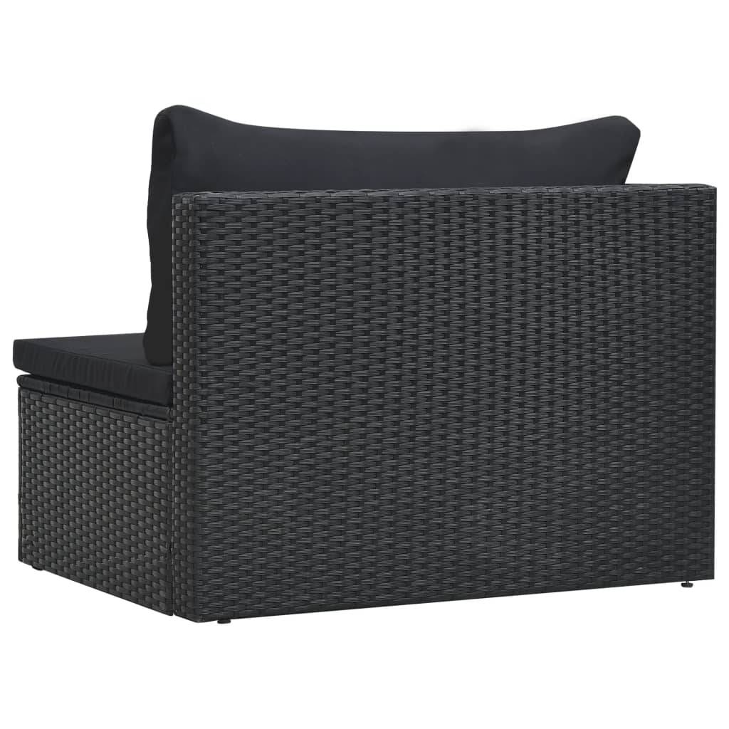 Helloshop26 - Salon de jardin meuble d'extérieur ensemble de mobilier 5 pièces avec coussins résine tressée noir - Imagen 7