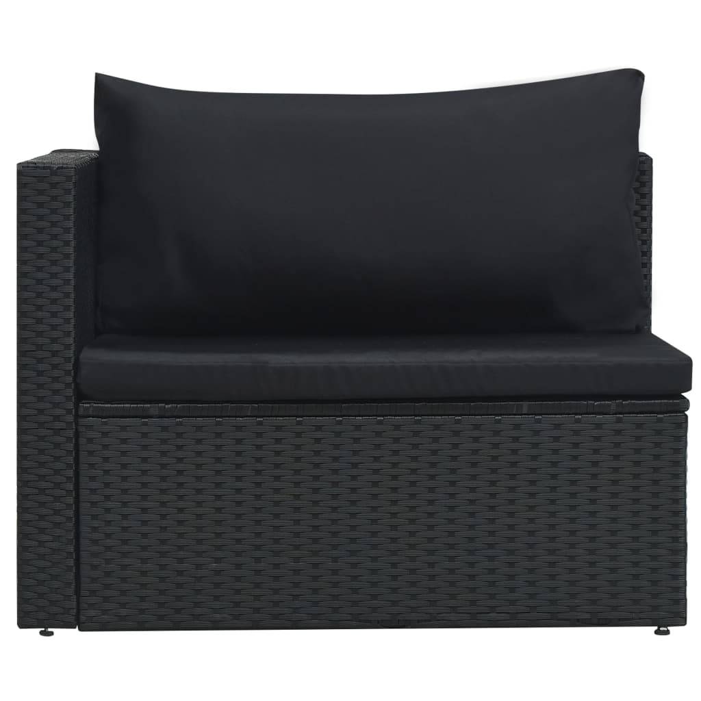 Helloshop26 - Salon de jardin meuble d'extérieur ensemble de mobilier 5 pièces avec coussins résine tressée noir - Imagen 6