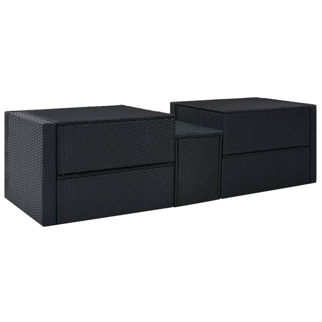 Helloshop26 - Salon de jardin meuble d'extérieur ensemble de mobilier 5 pièces avec coussins résine tressée noir - Imagen 4