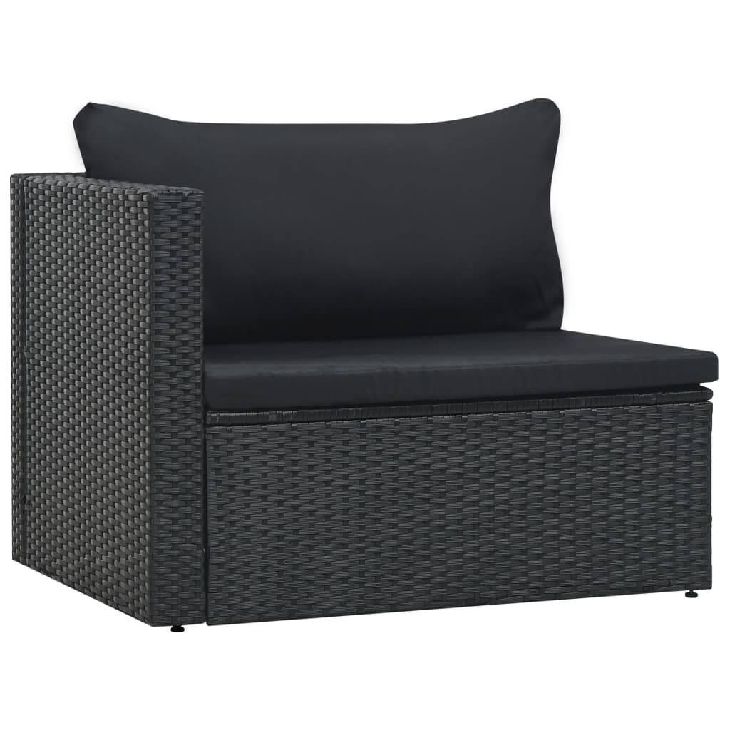 Helloshop26 - Salon de jardin meuble d'extérieur ensemble de mobilier 5 pièces avec coussins résine tressée noir - Imagen 5