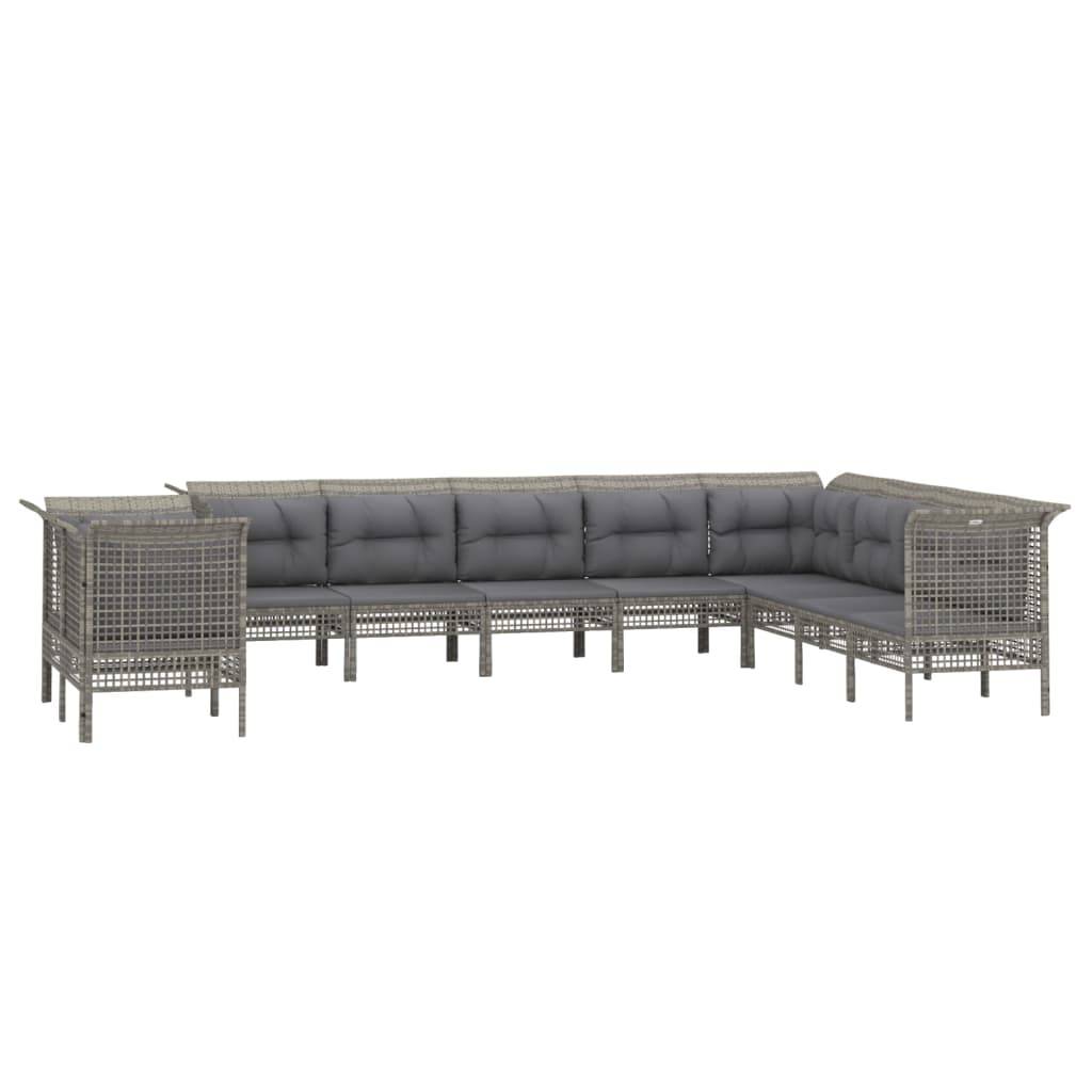 Helloshop26 - Salon de jardin meuble d'extérieur ensemble de mobilier 10 pièces avec coussins gris résine tressée - Imagen 1