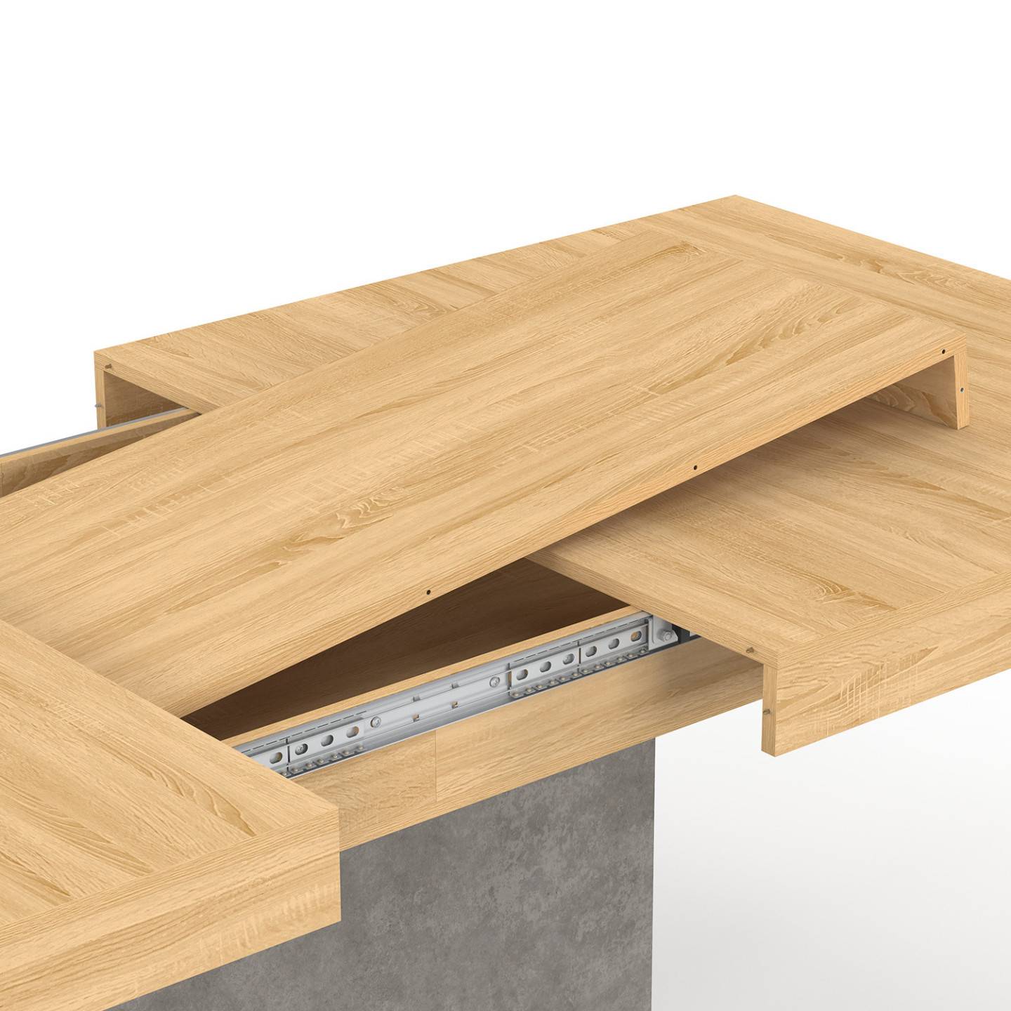 Table à manger extensible rectangle EDEN 6-10 personnes bois et effet béton 160-200 cm - Image 6