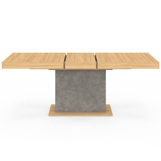 Table à manger extensible rectangle EDEN 6-10 personnes bois et effet béton 160-200 cm - Image 3
