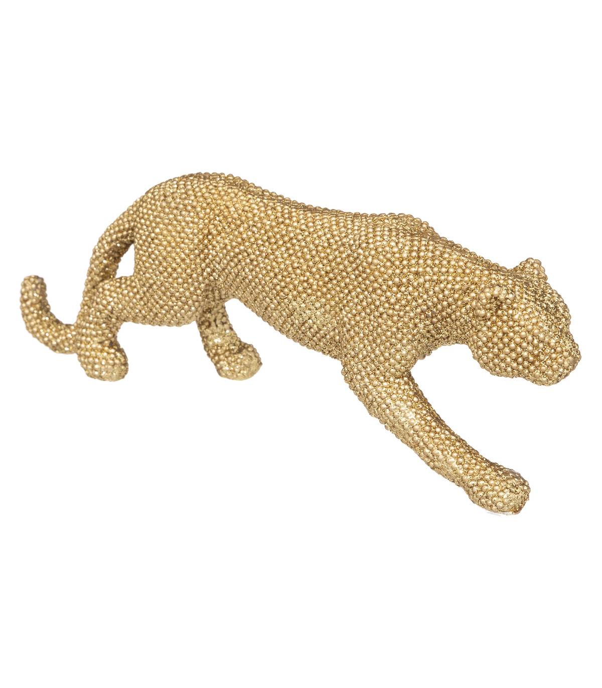 Objet déco Panthère en résine dorée pailletée L 28.5 cm - Image 1