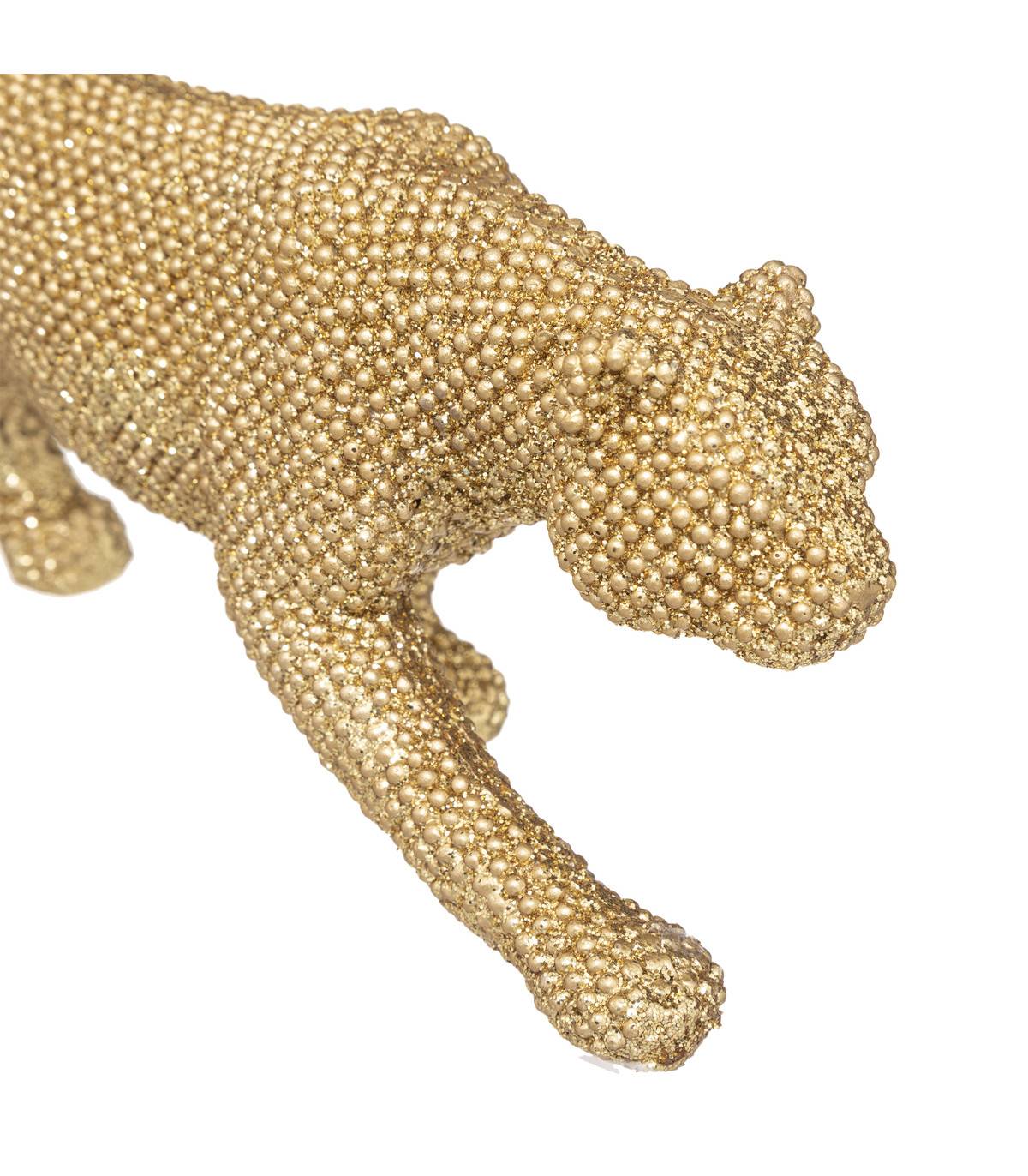 Objet déco Panthère en résine dorée pailletée L 28.5 cm - Image 2