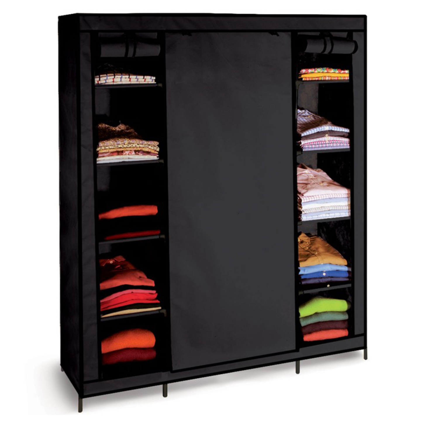 Armoire de rangement penderie pliable vêtements en tissu noir dressing XXL - Image 2