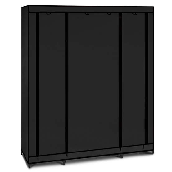 Armoire de rangement penderie pliable vêtements en tissu noir dressing XXL - Image 4