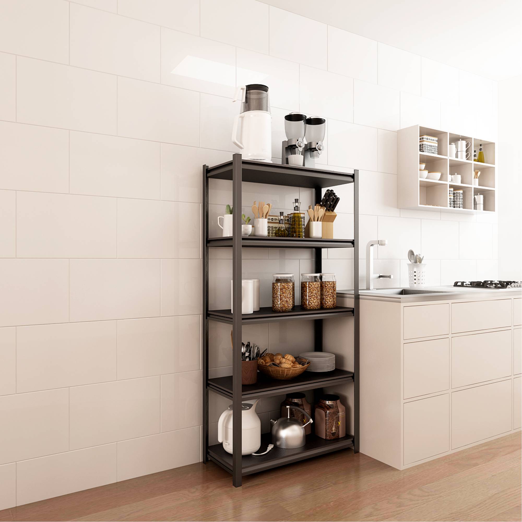Étagère à charge lourde Austrheim acier 183 x 90 x 40 cm noir argent [en.casa] - Imagen 4