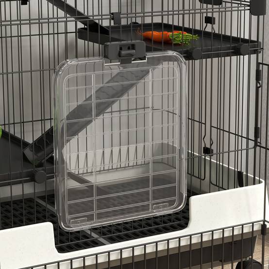 Cage sur roulettes métal pour rongeurs habitat 3 niveaux 182x81x114cm noir - ComfortXL Outdoor Living - Image 10