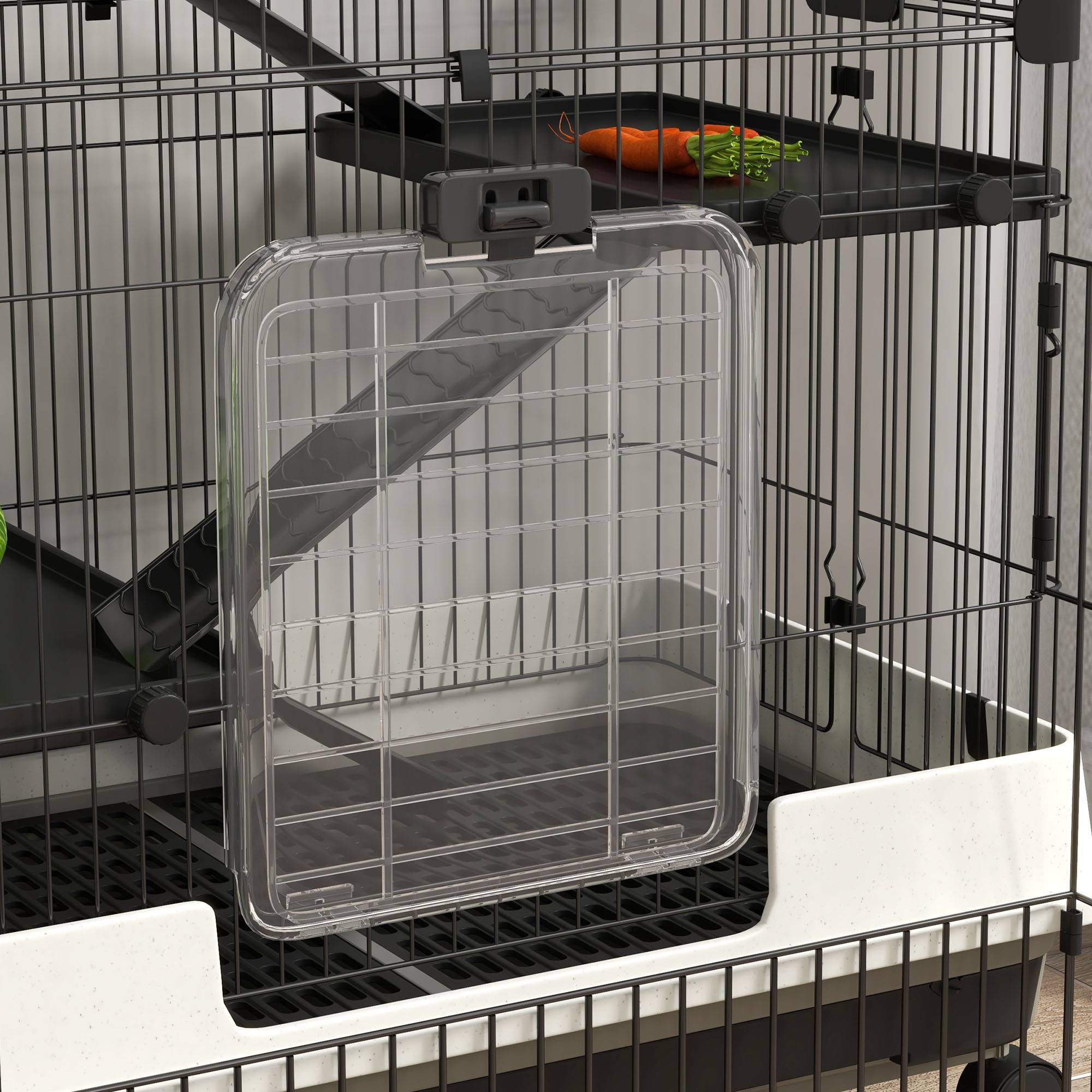 Cage sur roulettes métal pour rongeurs habitat 3 niveaux 182x81x114cm noir - ComfortXL Outdoor Living - Image 10