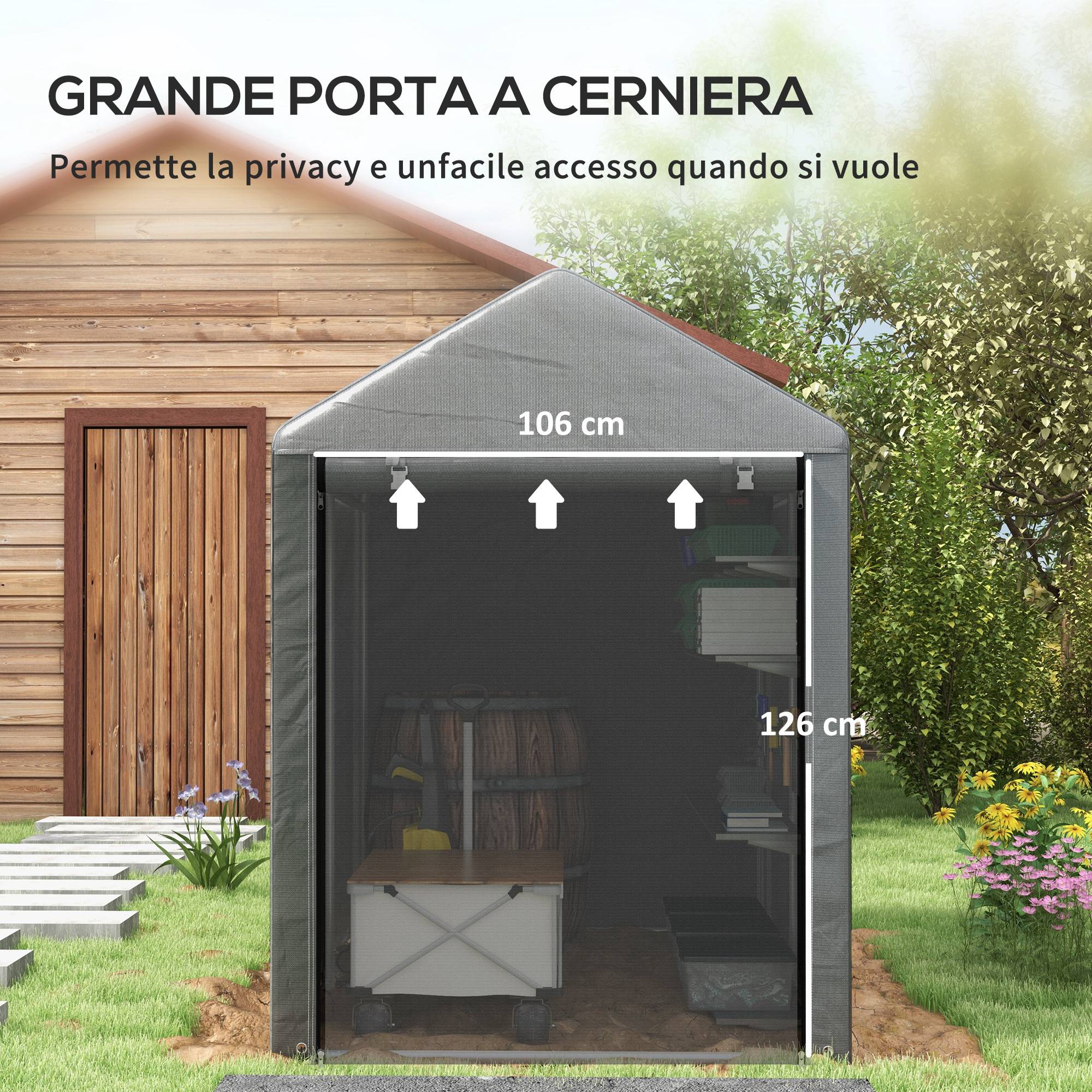 ComfortXL - Tente garage vélos acier extérieur protection anti-UV porte zippée gris foncé - ComfortXL Outdoor Living - Image 8