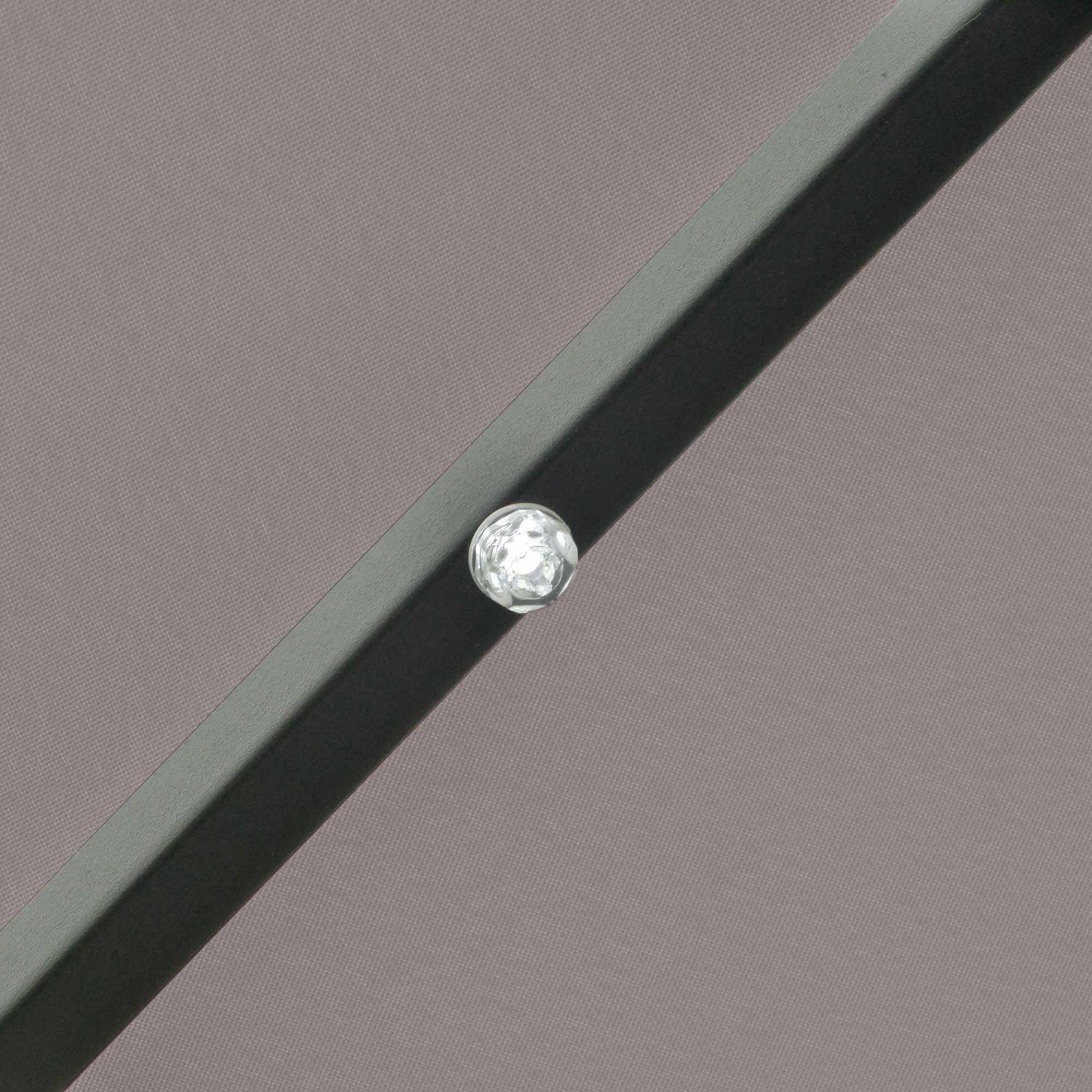 Parasol terrasse exterieur Ø265 cm, 32 LED solaires, mat acier, manivelle, inclinable, patio terrasse gris - Image 10