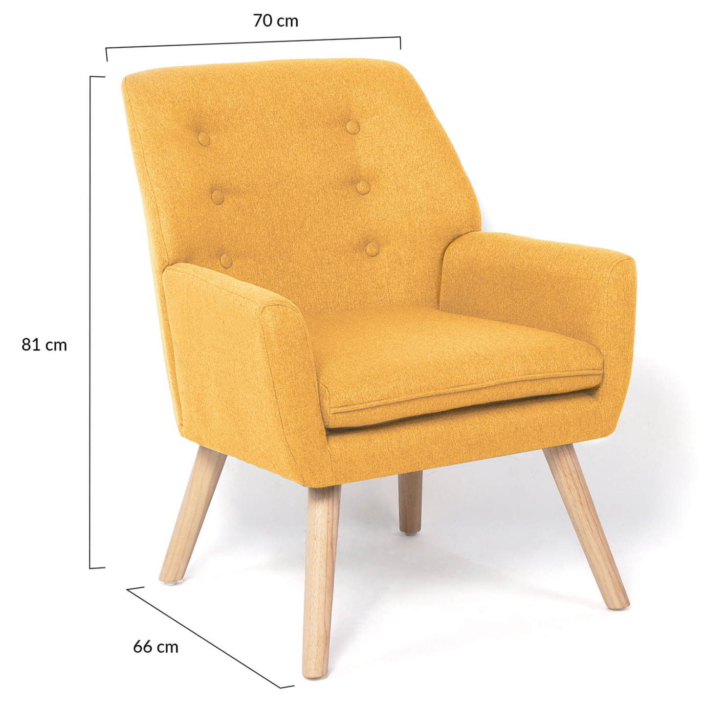 Fauteuil scandinave NAT en tissu jaune moutarde - Image 6