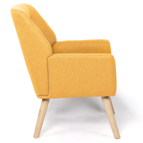 Fauteuil scandinave NAT en tissu jaune moutarde - Image 3