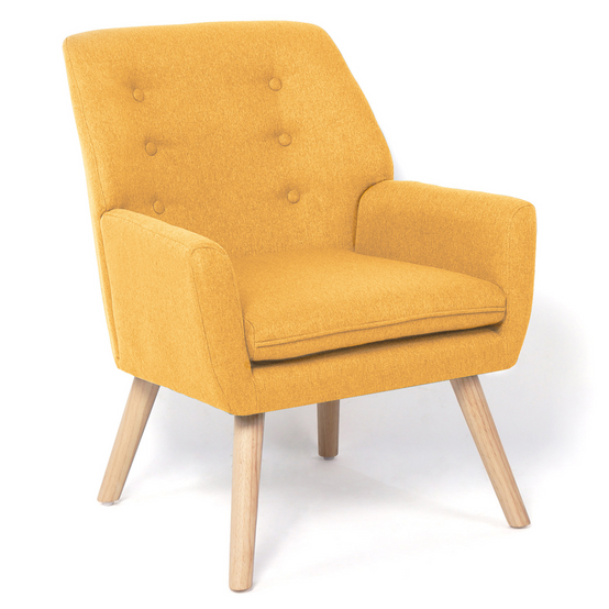 Fauteuil scandinave NAT en tissu jaune moutarde - Image 2
