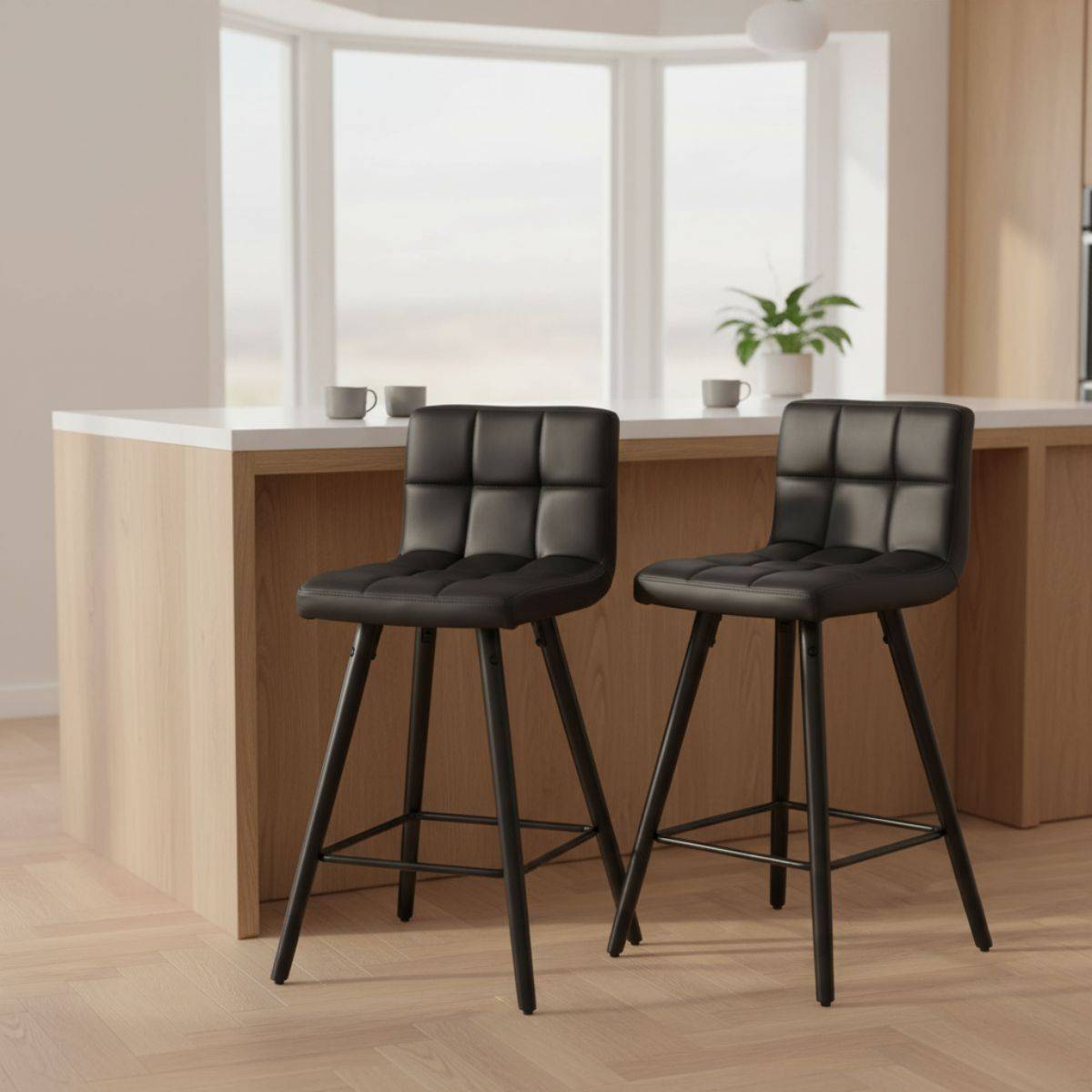 Lot de 2 Tabourets Noirs - SOREN - Image 2