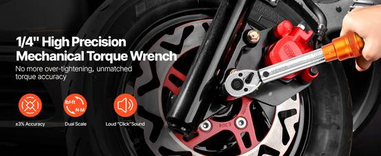 Vevor - VEVOR Clé dynamométrique 1/4" 2,3–22,6 Nm, ±3% avec certificat, tête 72 dents, bidirectionnelle, coffret avec douilles et rallonge. - Image 9