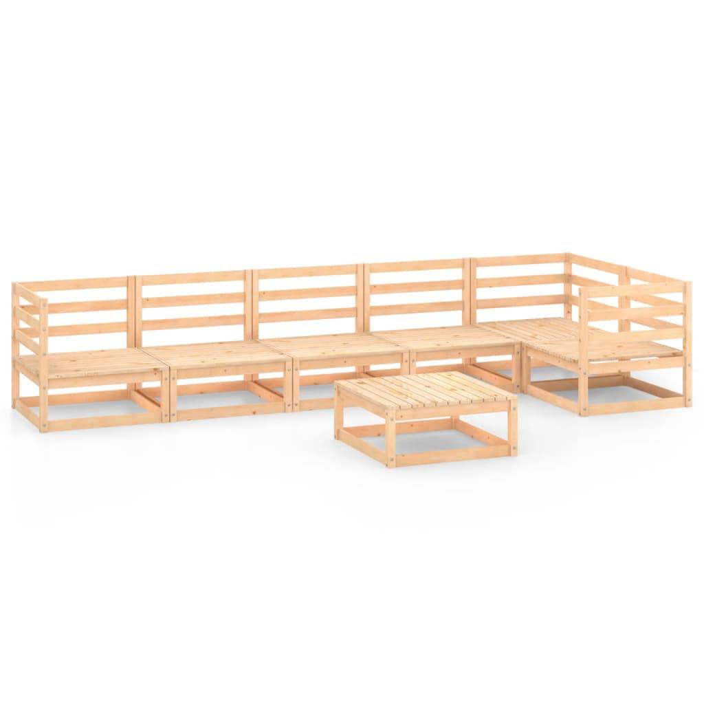 Helloshop26 - Salon de jardin meuble d'extérieur ensemble de mobilier 7 pièces bois de pin massif - Imagen 1