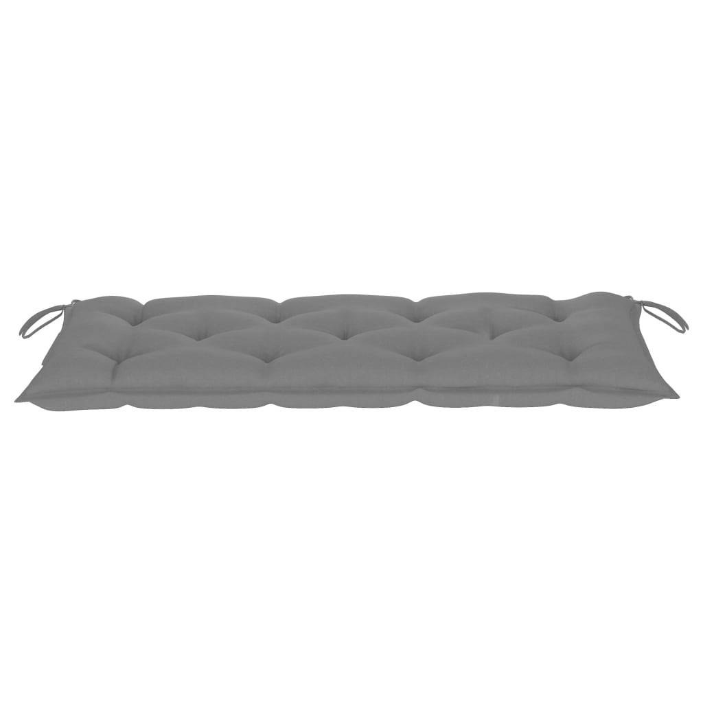 Helloshop26 - Banc de jardin meuble de patio d'extérieur terrasse avec coussin gris 120 cm bois de teck massif - Imagen 7