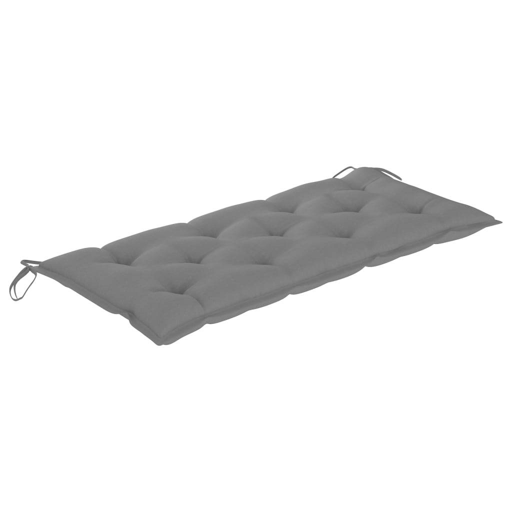 Helloshop26 - Banc de jardin meuble de patio d'extérieur terrasse avec coussin gris 120 cm bois de teck massif - Imagen 6