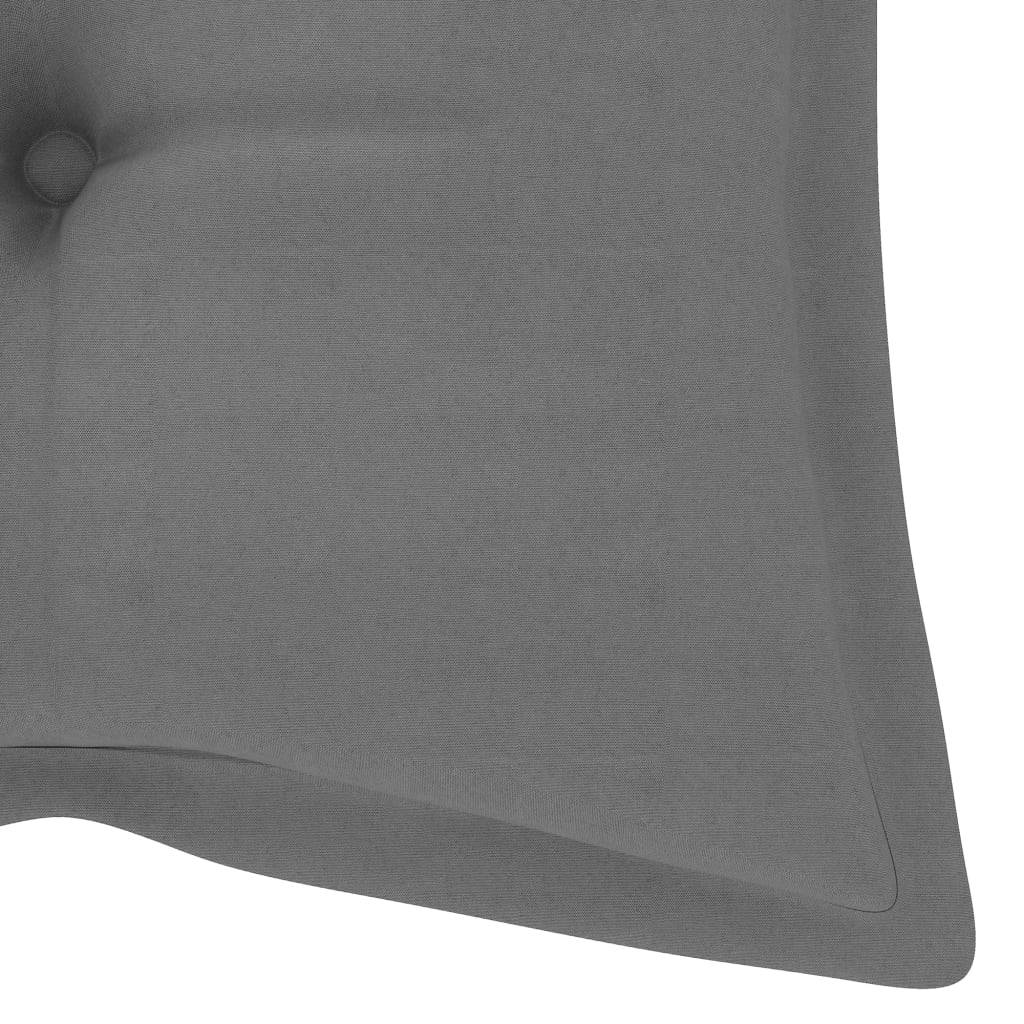 Helloshop26 - Banc de jardin meuble de patio d'extérieur terrasse avec coussin gris 120 cm bois de teck massif - Imagen 8