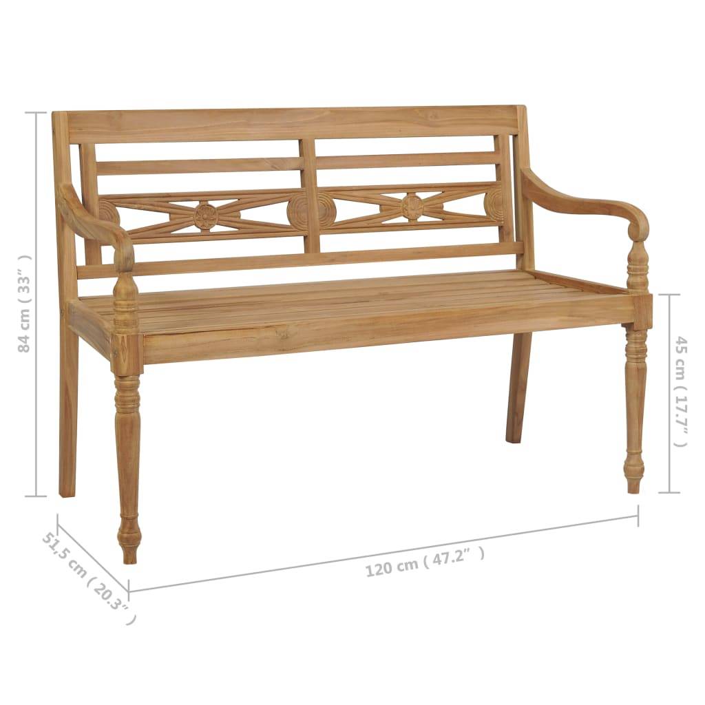 Helloshop26 - Banc de jardin meuble de patio d'extérieur terrasse avec coussin gris 120 cm bois de teck massif - Imagen 9