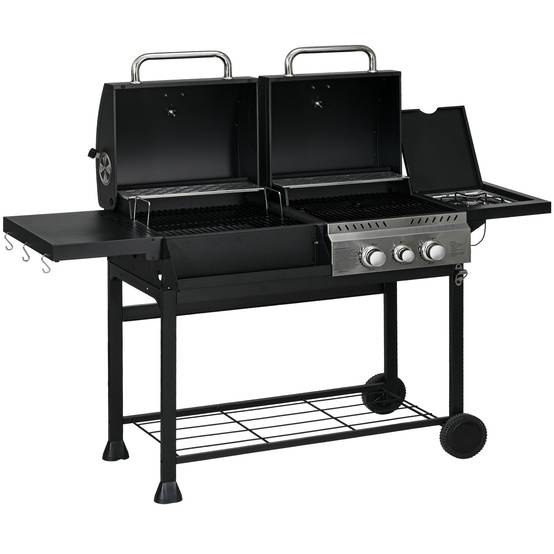 PANGIVO - Barbecue mixte gaz et charbon acier noir et argent 161 x 54 x 103 cm - PANGIVO - Image 2