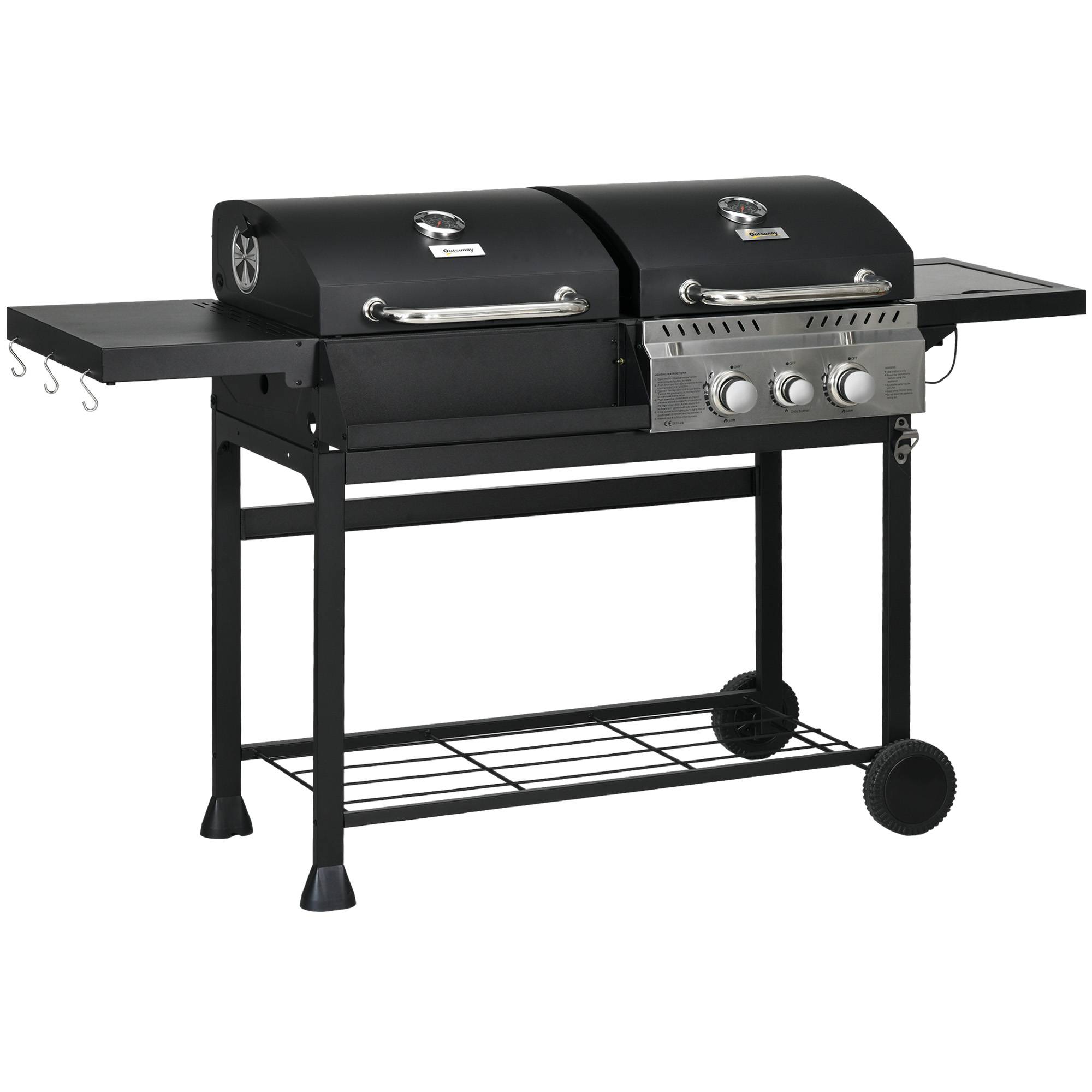 PANGIVO - Barbecue mixte gaz et charbon acier noir et argent 161 x 54 x 103 cm - PANGIVO - Image 1