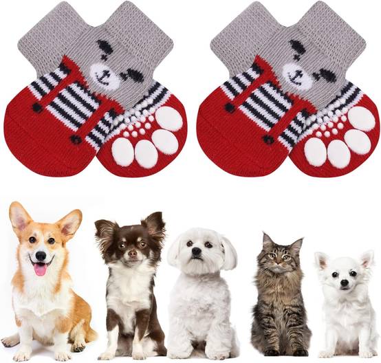 Chaussettes Anti-Dérapantes Chien Chat M
