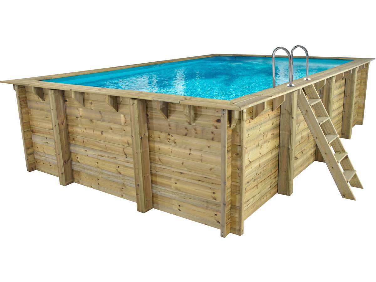 Habitat Et Jardin - Piscine bois rectangulaire 6,20×4,10×1,45 m avec échelle inox, liner bleu et filtration à sable – Habitat et Jardin - Imagen 2