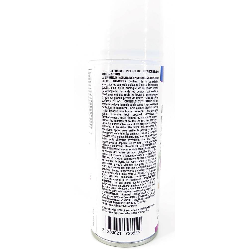 Francodex - Francodex - Diffuseur antiparasitaire habitat 200 ml(120m²) parfum citron traitement antiparasitaire de l'environnement. - Image 3