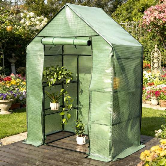 Serre à tomates PE et acier pour potager protection intempéries et UV 143x215x195cm verte - ComfortXL Outdoor Living - Image 3