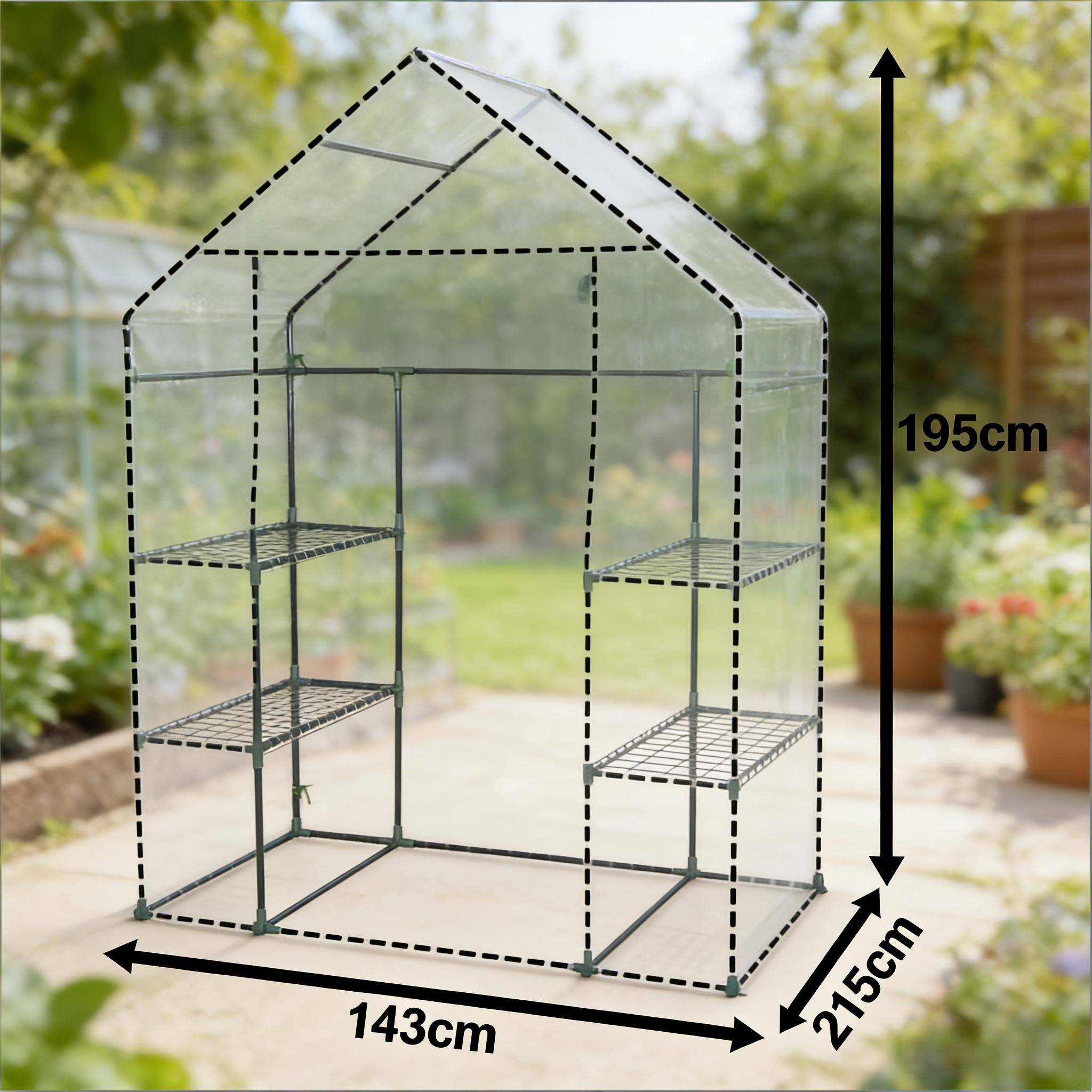 Serre à tomates PE et acier pour potager protection intempéries et UV 143x215x195cm verte - ComfortXL Outdoor Living - Image 7