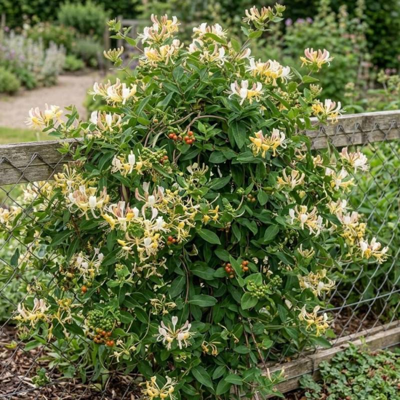 Chèvrefeuille CAPRILIA® Cream 'Inov 71' à fleurs Jaune - feuillage Caduc - Godet - 5/10 cm-  hauteur à maturité De 3,00 m à 5,00 m - Imagen 2