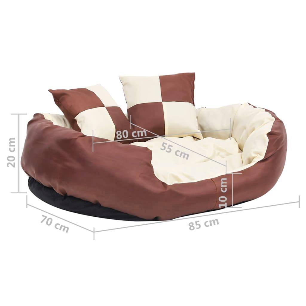 Vidaxl - Coussin réversible lavable de chien Marron et crème 85x70x20 cm vidaXL 171212 - Imagen 3
