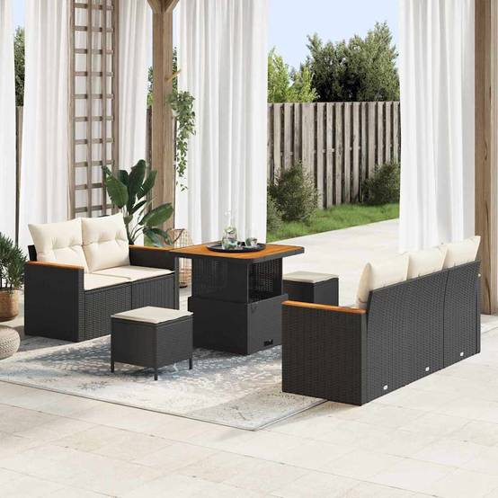 Ensemble Détente Noir Résine & Acacia – Salon Bas de Jardin Modulaire avec Coffres – ComfortXL Outdoor Living - Image 1
