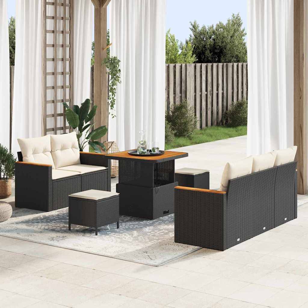 Ensemble Détente Noir Résine & Acacia – Salon Bas de Jardin Modulaire avec Coffres – ComfortXL Outdoor Living - Image 1