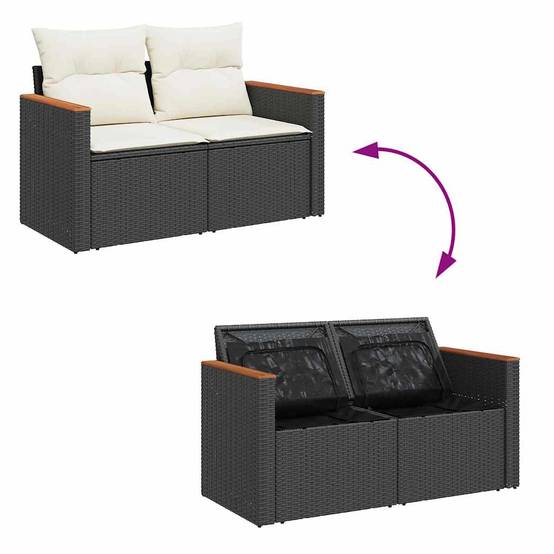 Ensemble Détente Noir Résine & Acacia – Salon Bas de Jardin Modulaire avec Coffres – ComfortXL Outdoor Living - Image 8