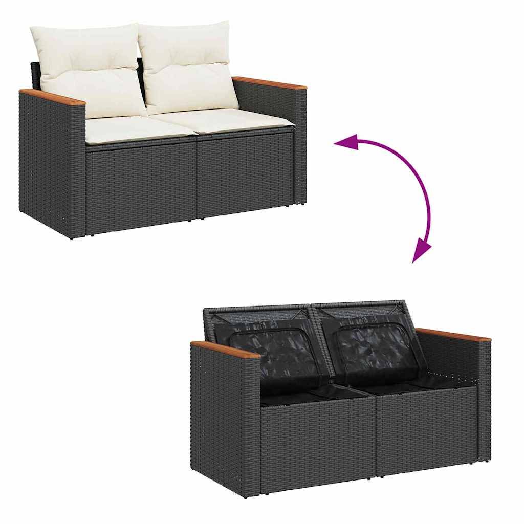 Ensemble Détente Noir Résine & Acacia – Salon Bas de Jardin Modulaire avec Coffres – ComfortXL Outdoor Living - Image 8